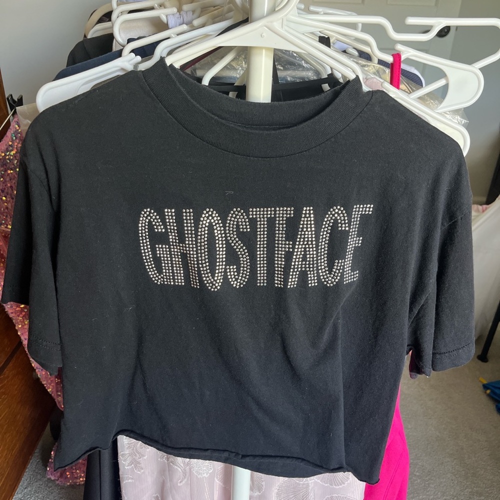 Ghostface Halloween black cropped top